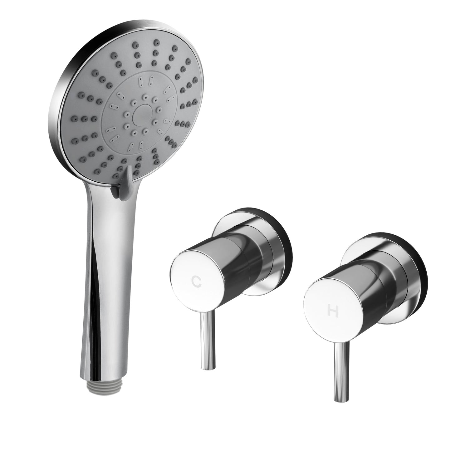 4.5" Handheld Shower Head Round with Wall Twin Swivel Bathroom Tap Silver