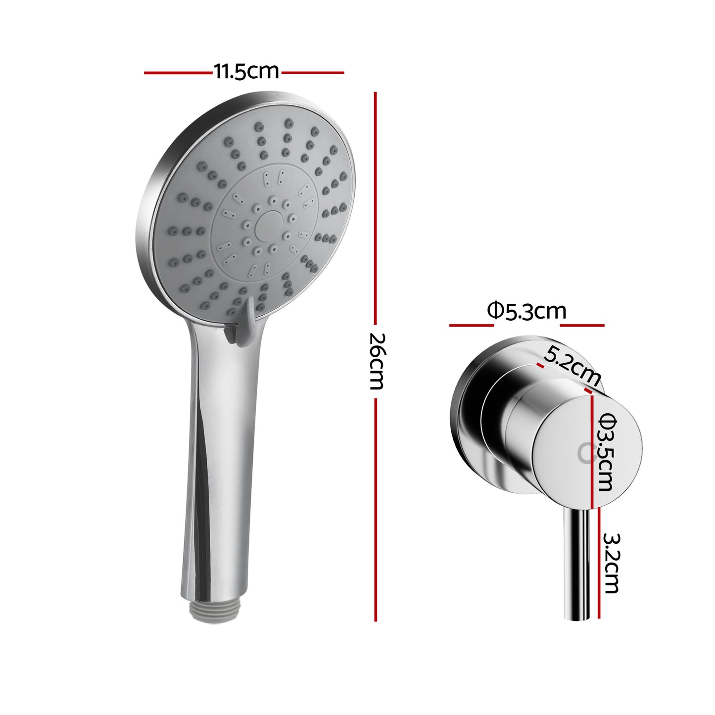 4.5" Handheld Shower Head Round with Wall Twin Swivel Bathroom Tap Silver