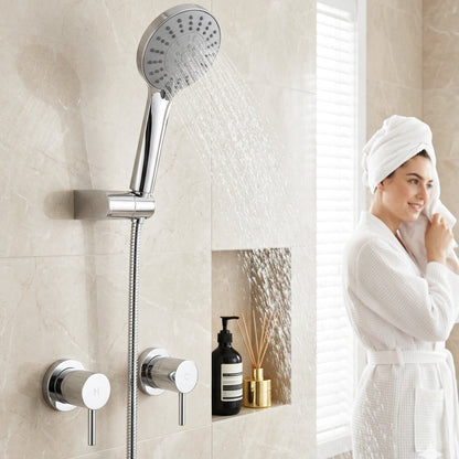 4.5" Handheld Shower Head Round with Wall Twin Swivel Bathroom Tap Silver