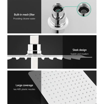 10'' Rain Shower Head Set Handheld Square High Pressure Mixer Tap Chrome