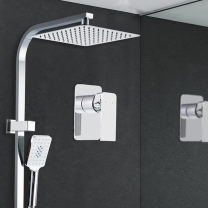10'' Rain Shower Head Set Handheld Square High Pressure Mixer Tap Chrome