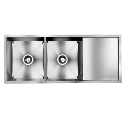 Kitchen Sink 111X45CM Stainless Steel Basin Double Bowl Silver