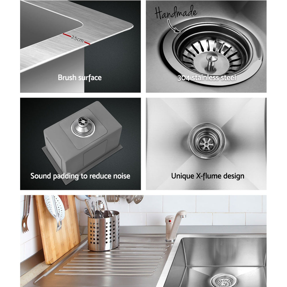 Kitchen Sink 45X30CM Stainless Steel Basin Single Bowl Silver