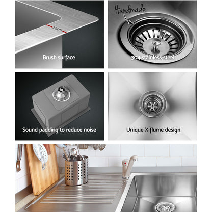 Kitchen Sink 45X30CM Stainless Steel Basin Single Bowl Silver