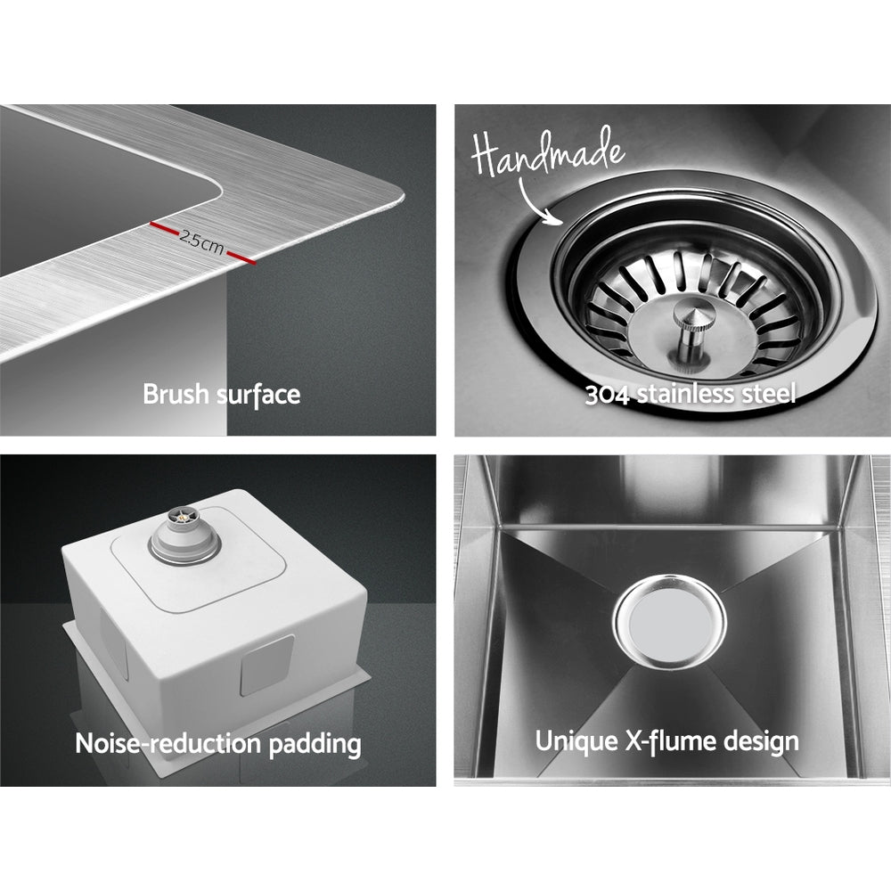 Kitchen Sink 44X44CM Stainless Steel Basin Single Bowl Silver