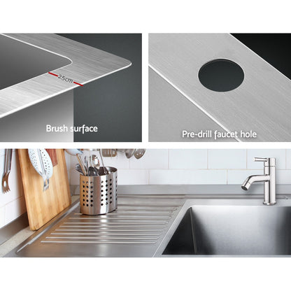 Kitchen Sink 53X50CM Stainless Steel Basin Single Bowl Silver