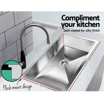 Kitchen Sink 70X45CM Stainless Steel Basin Single Bowl Silver