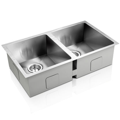 Kitchen Sink 77X45CM Stainless Steel Basin Double Bowl Silver