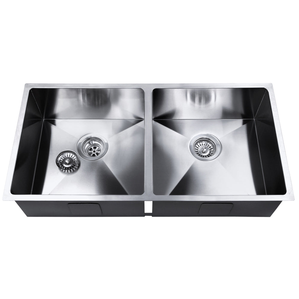 Kitchen Sink 86X44CM Stainless Steel Basin Double Bowl Silver