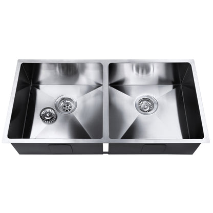 Kitchen Sink 86X44CM Stainless Steel Basin Double Bowl Silver