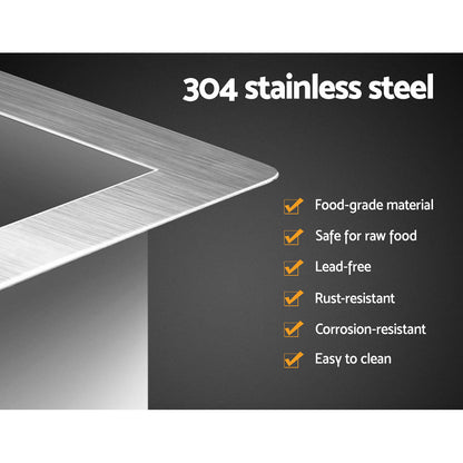 Kitchen Sink 96X45CM Stainless Steel Basin Single Bowl Silver
