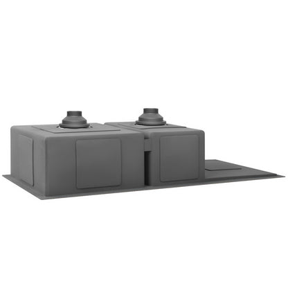 Kitchen Sink 100X45CM Stainless Steel Basin Double Bowl Nano Black