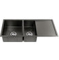 Kitchen Sink 100X45CM Stainless Steel Basin Double Bowl Nano Black