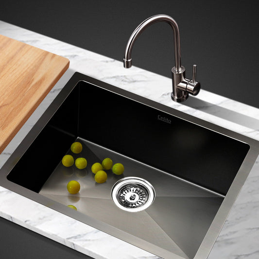 Kitchen Sink 45X30CM Stainless Steel Basin Single Bowl Black