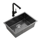 Stainless Steel Sink 30x45CM With Pull Out Mixer Tap Kitchen Basin Single Bowl Black