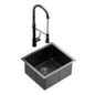 Stainless Steel Sink 51x45CM With Pull Out Mixer Tap Kitchen Single Bowl Black