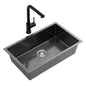 Stainless Steel Sink 60x45CM With Pull Out Mixer Tap Kitchen Basin Single Bowl Black