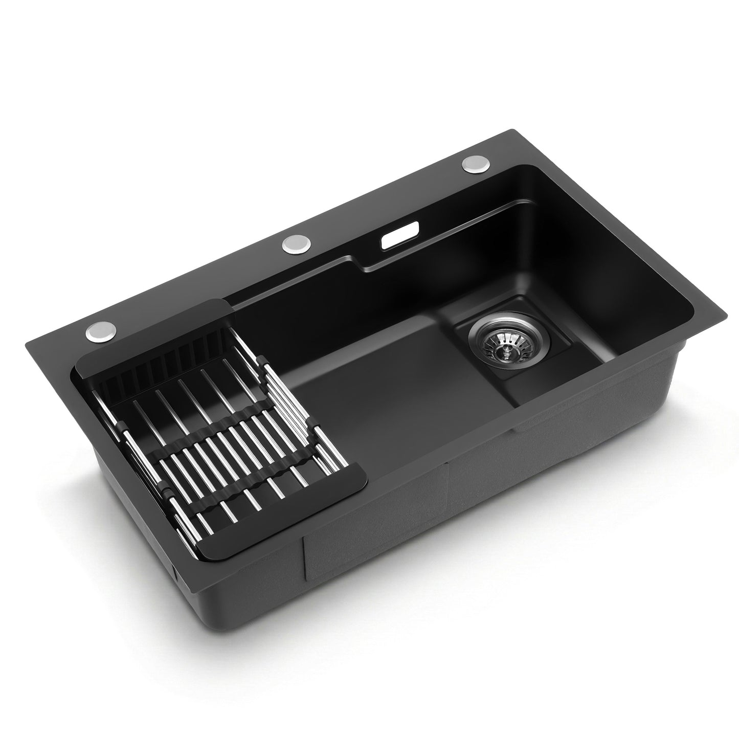 Kitchen Sink 75X45CM Stainless Steel Basin Single Bowl Drain Part Black
