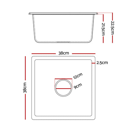 Kitchen Sink 38x38cm Granite Stone Sink Single Bowl White