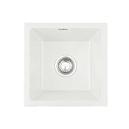 Kitchen Sink 38x38cm Granite Stone Sink Single Bowl White
