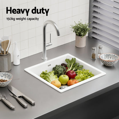Kitchen Sink 45x45cm Granite Stone Sink Single Bowl White