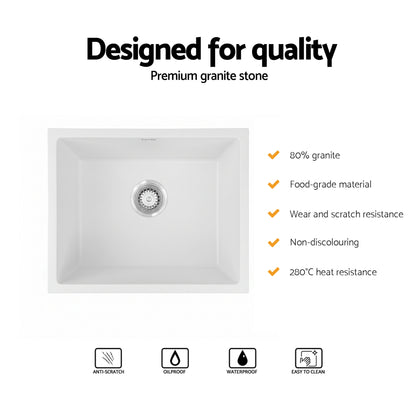 Kitchen Sink 55x45cm Granite Stone Sink Single Bowl White