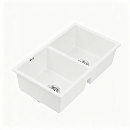 Kitchen Sink 77x45cm Granite Stone Sink Double Bowl White