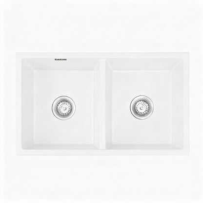 Kitchen Sink 77x45cm Granite Stone Sink Double Bowl White