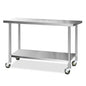 1524x610mm Stainless Steel Kitchen Bench with Wheels 304