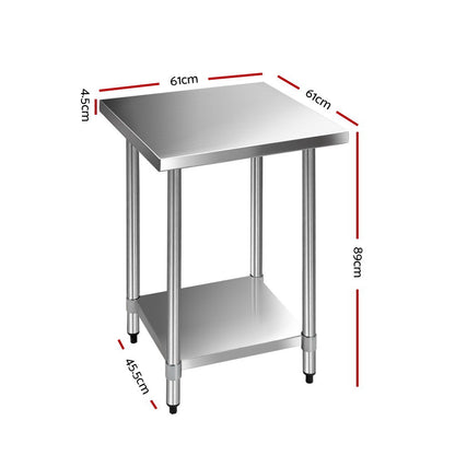 610x610mm Stainless Steel Kitchen Bench 430