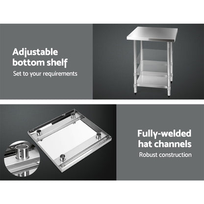 610x610mm Stainless Steel Kitchen Bench 430