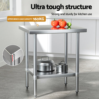 Stainless Steel Kitchen Bench Work Table 610 x760MM 430
