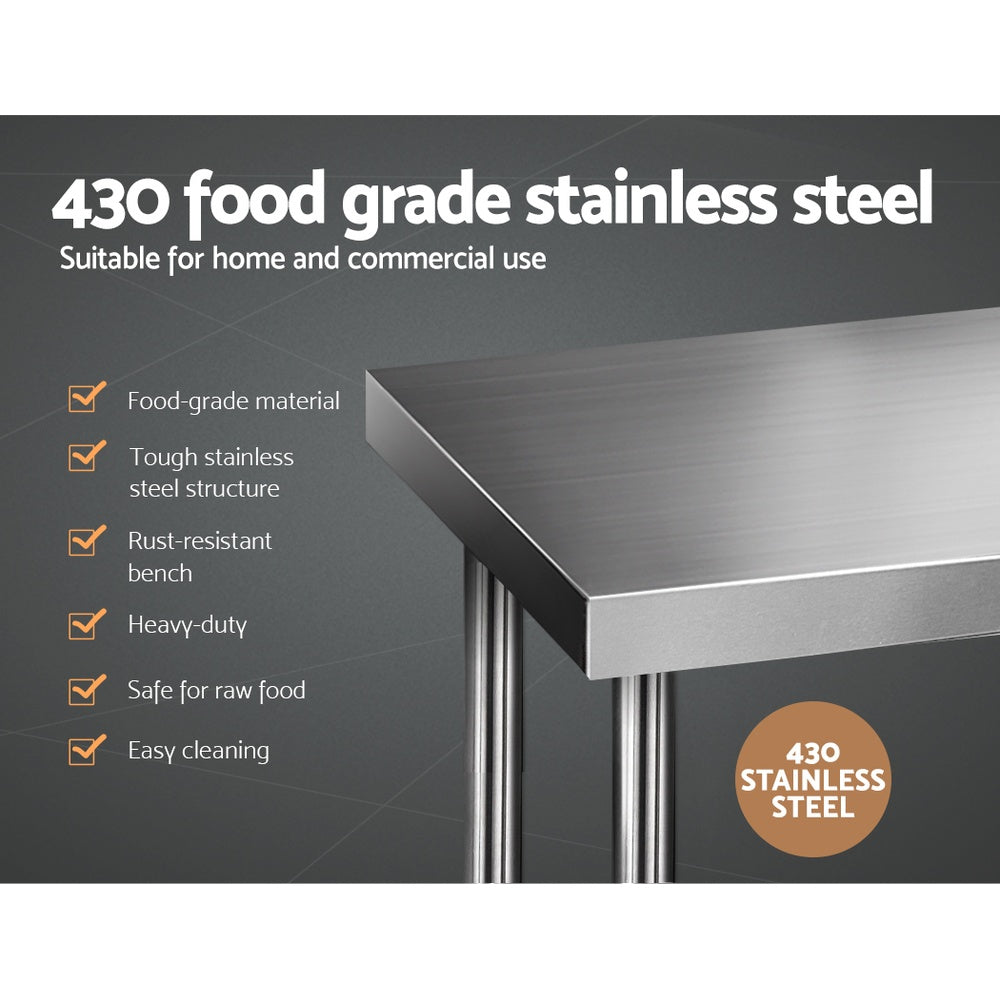 1524x610mm Stainless Steel Kitchen Bench 430