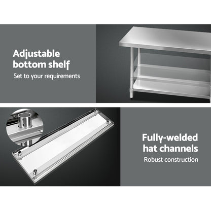 1829x760mm Stainless Steel Kitchen Bench 430