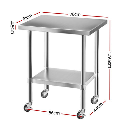 Stainless Steel Kitchen Bench w/ Splashback 760x610MM 430