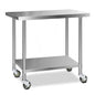 1219x610mm Stainless Steel Kitchen Bench with Wheels 430