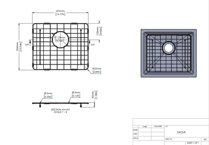 Stainless Steel Chrome sink grid for Carysil Salsa
