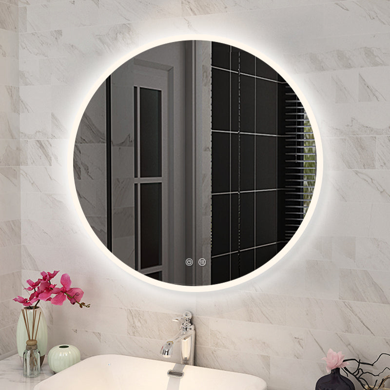 600mm Round 3 Color Lighting  LED Mirror Touch Sensor Switch Defogger Pad Wall Mounted - Lighting on the rim