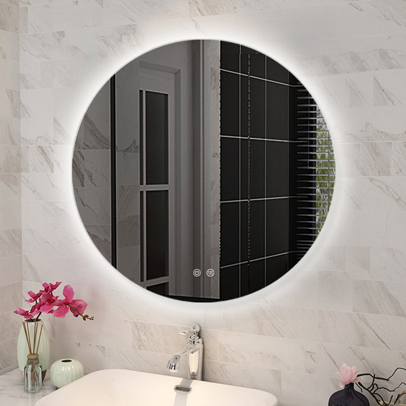 600mm Round 3 Color Lighting Backlit LED Mirror Touch Sensor Switch Defogger Pad Wall Mounted - Lighting on the back