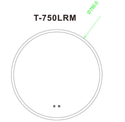 750mm Round 3 Color Lighting Acrylic LED Mirror Touch Sensor Switch Defogger Pad Wall Mounted - Lighting on the rim