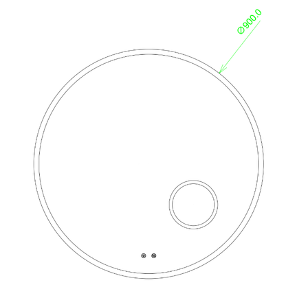 900mm Round 3 Color Lighting Acrylic LED Mirror Touch Sensor Switch Defogger Pad Wall Mounted(Come with Magnifier) - Lighting on the rim