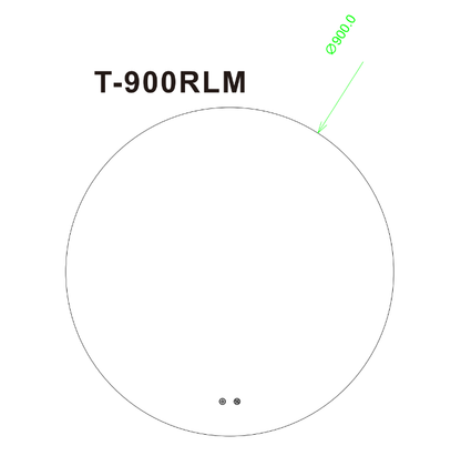 900mm Round 3 Color Lighting Backlit Acrylic LED Mirror Touch Sensor Switch Defogger Pad Wall Mounted