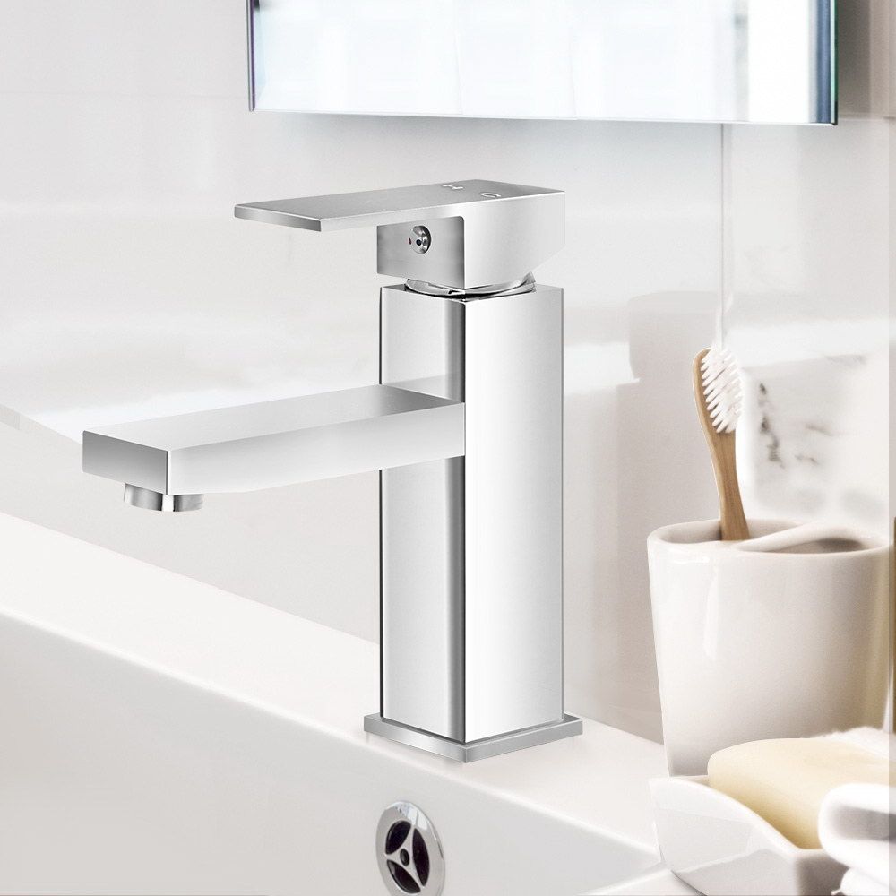 Bathroom Basin Mixer Tap Square Faucet Vanity Laundry Chrome