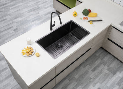 762*457*254mm Gun Metal Grey Hand-made Single Bowl Kitchen Sink(Round Edges)