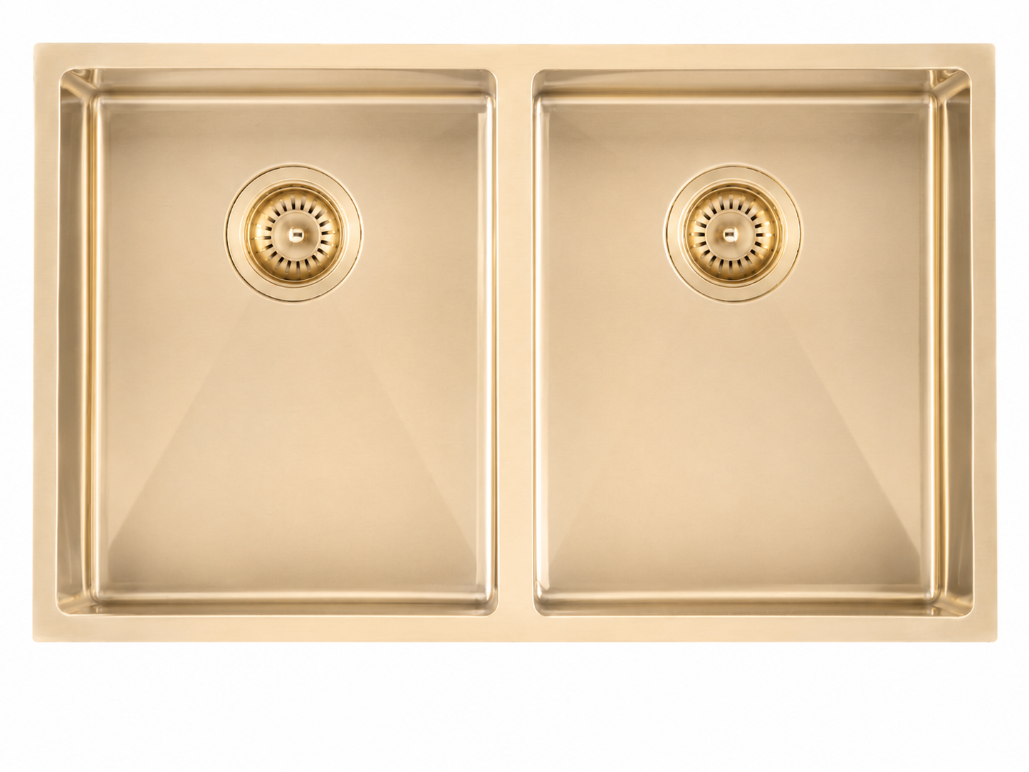 770*450*215mm LIght Brushed Yellow Gold Hand-made Double Bowl Kitchen Sink