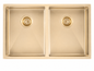 770*450*215mm LIght Brushed Yellow Gold Hand-made Double Bowl Kitchen Sink
