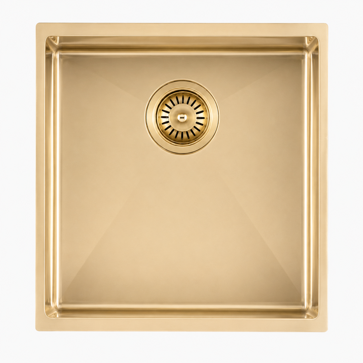 440x440x205mm Light Brushed Yellow Gold Stainless Steel Handmade Single Bowl Sink for Flush Mount and Undermount
