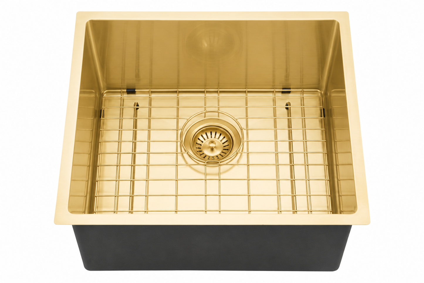 440x440x205mm Light Brushed Yellow Gold Stainless Steel Handmade Single Bowl Sink for Flush Mount and Undermount