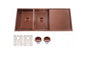 1160x460x230mm Rose Gold PVD 3mm Handmade Top/Undermount Double Bowls Kitchen Sink