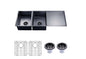1160x460x230mm Gun Metal Grey 3mm Handmade Top/Undermount Double Bowls Kitchen Sink
